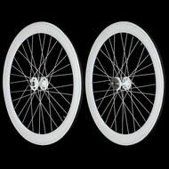 Fixie Single Speed Road Bike Track Wheel Wheelset Deep V + Tyres White 